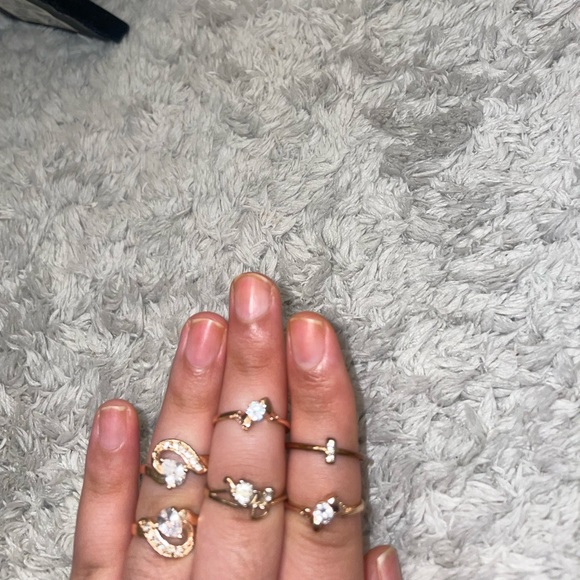 Rhinestone ring set 6 piece ring jewelry - Picture 5 of 14